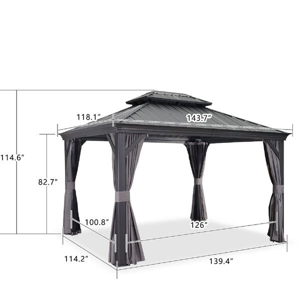 Outdoor 12 Ft. W x 10 Ft. D Aluminum Patio Gazebo