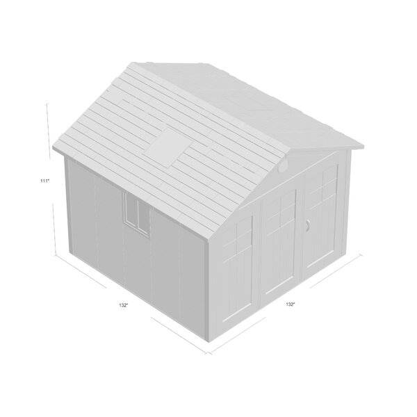 11' wide x 11' deep plastic storage shed