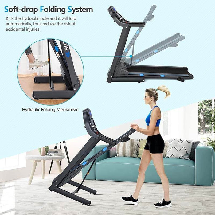 2.25HP Folding Electric Treadmill with Blue-Ray LCD Display