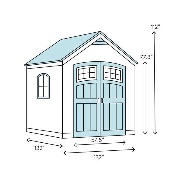 11' wide x 11' deep plastic storage shed