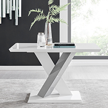 4 seater white nad grey high gloss table with X shaped legs